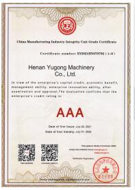 yg machinery manufacturer certifications