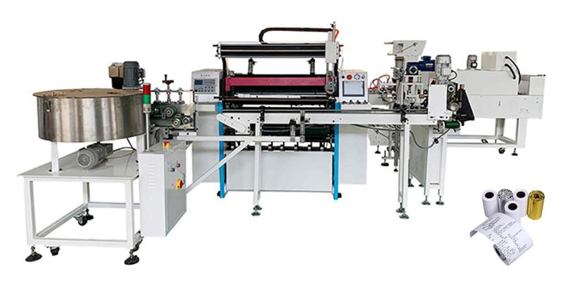 Automatic thermal paper roll slitting and rewinding machine